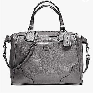 COACH Mickie Tote & Crossbody NWT, Gunmetal Gray Metallic Textured Leather
